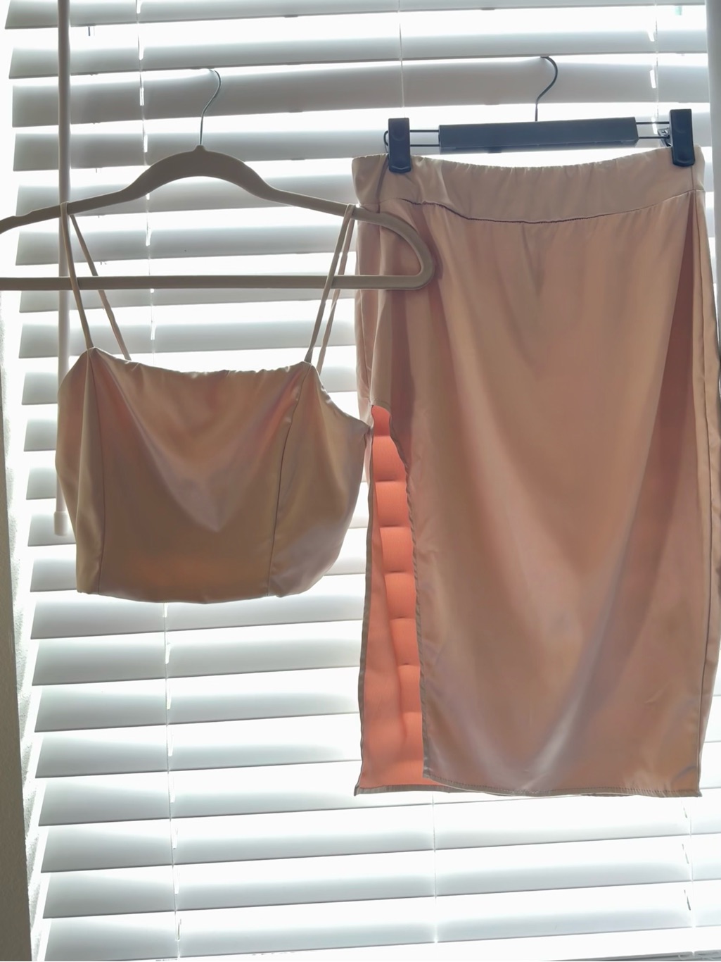 Women’s Satin Two Piece Midi Skirt In Champagne
